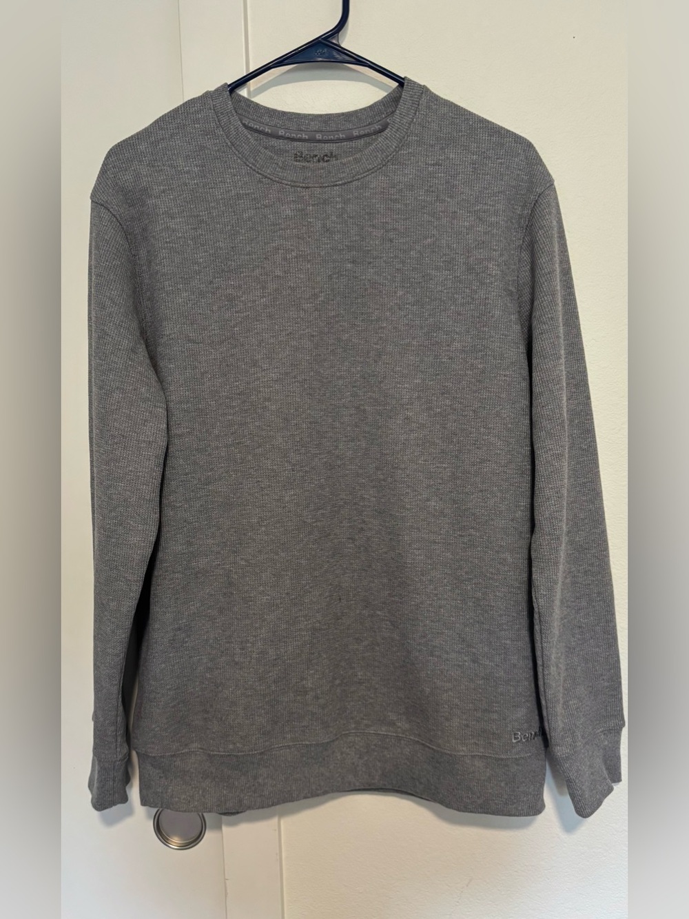 Bench Gray Waffle-Knit Crewneck Sweatshirt